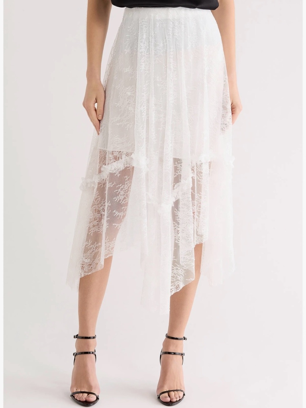 NWT All Saints Josie whimsygoth white lace midi skirt